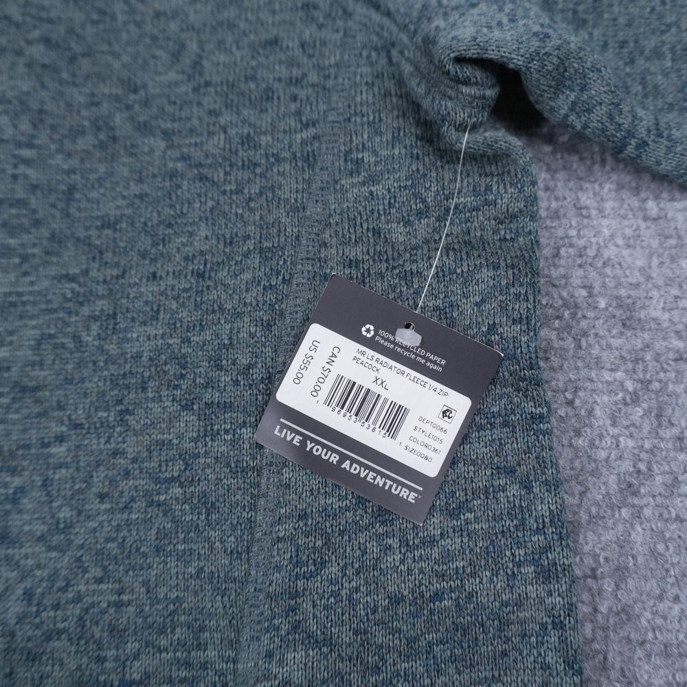 Eddie Bauer Radiator Fleece Pullover Mens 2XL Peacock Blue 1/4 Zip Sweater Knit - Picture 6 of 7